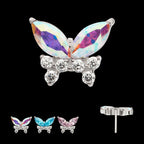 Titanium Threadless Prong Set Marquise & Round CZ Butterfly Top