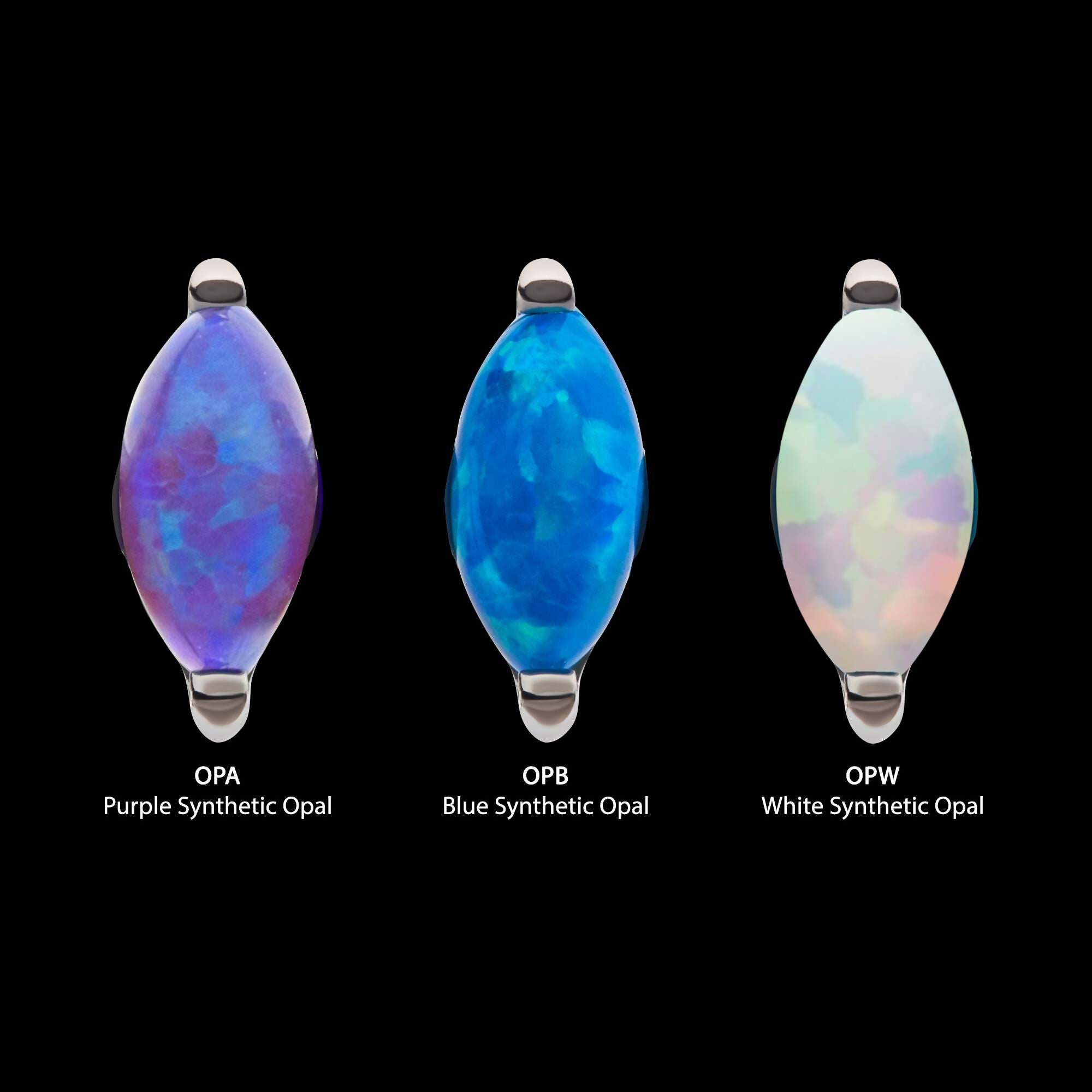 Titanium Threadless with 2-Prong Marquise Opal Top