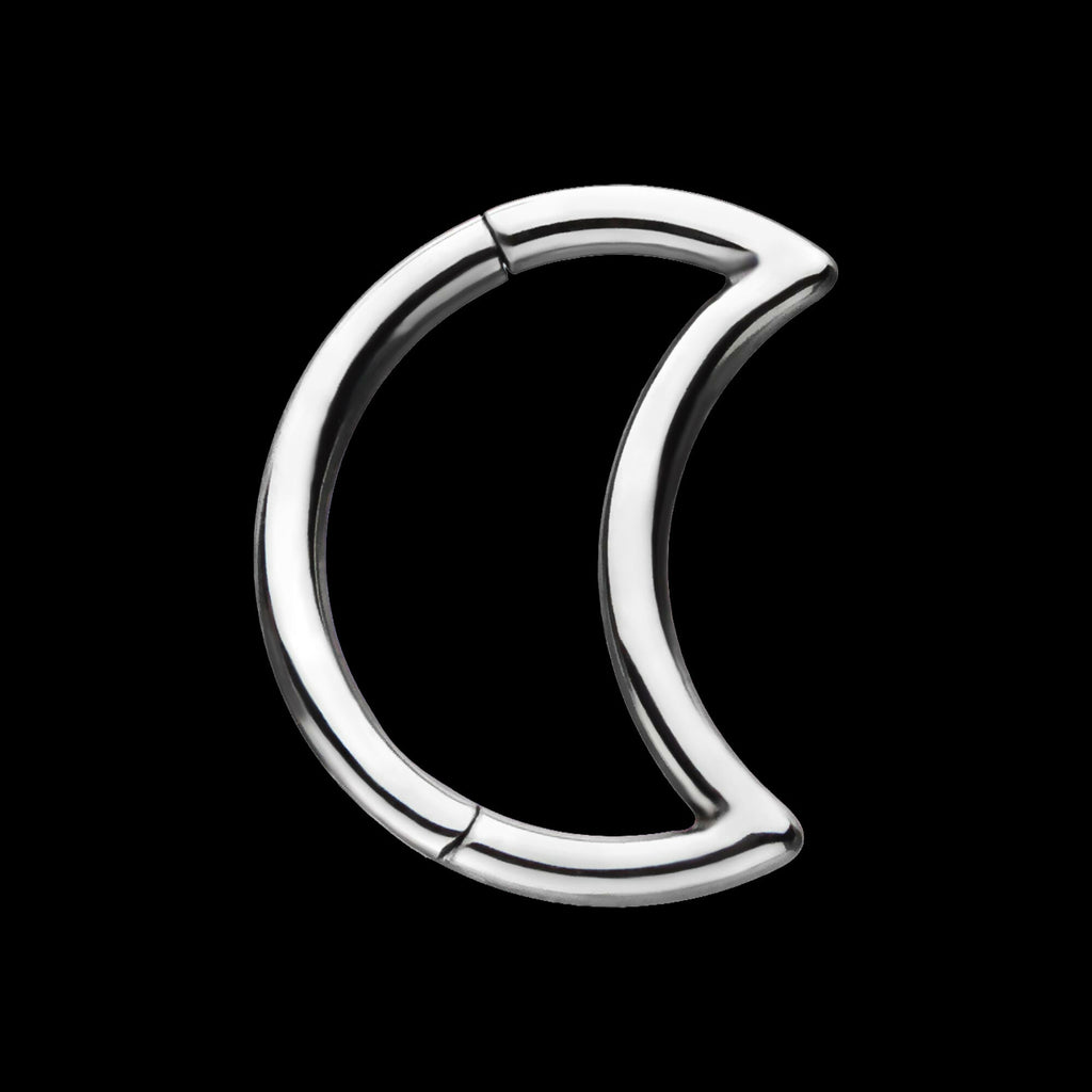 Crescent Moon Hinged Segment Clicker Hoop Earring / Nosering – Titanium
