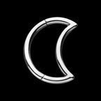 Crescent Moon Hinged Segment Clicker Hoop Earring / Nosering – Titanium