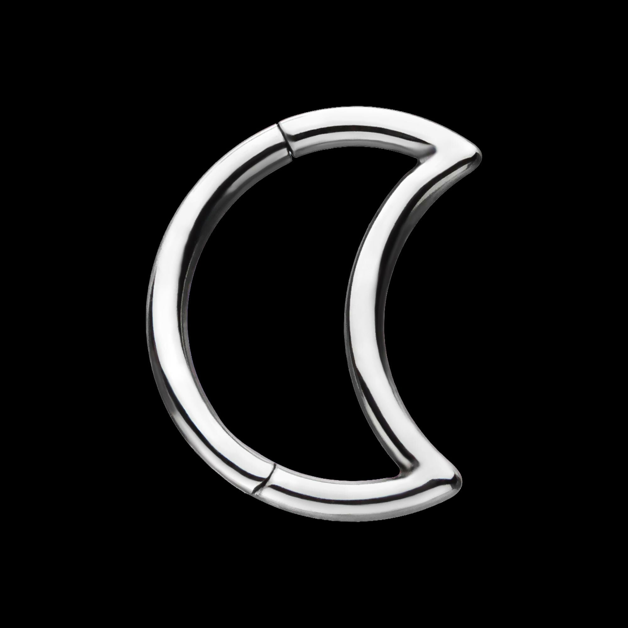 Crescent Moon Hinged Segment Clicker Hoop Earring / Nosering – Titanium