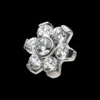 Titanium Threadless with Prong Set 7 CZ Flower Top