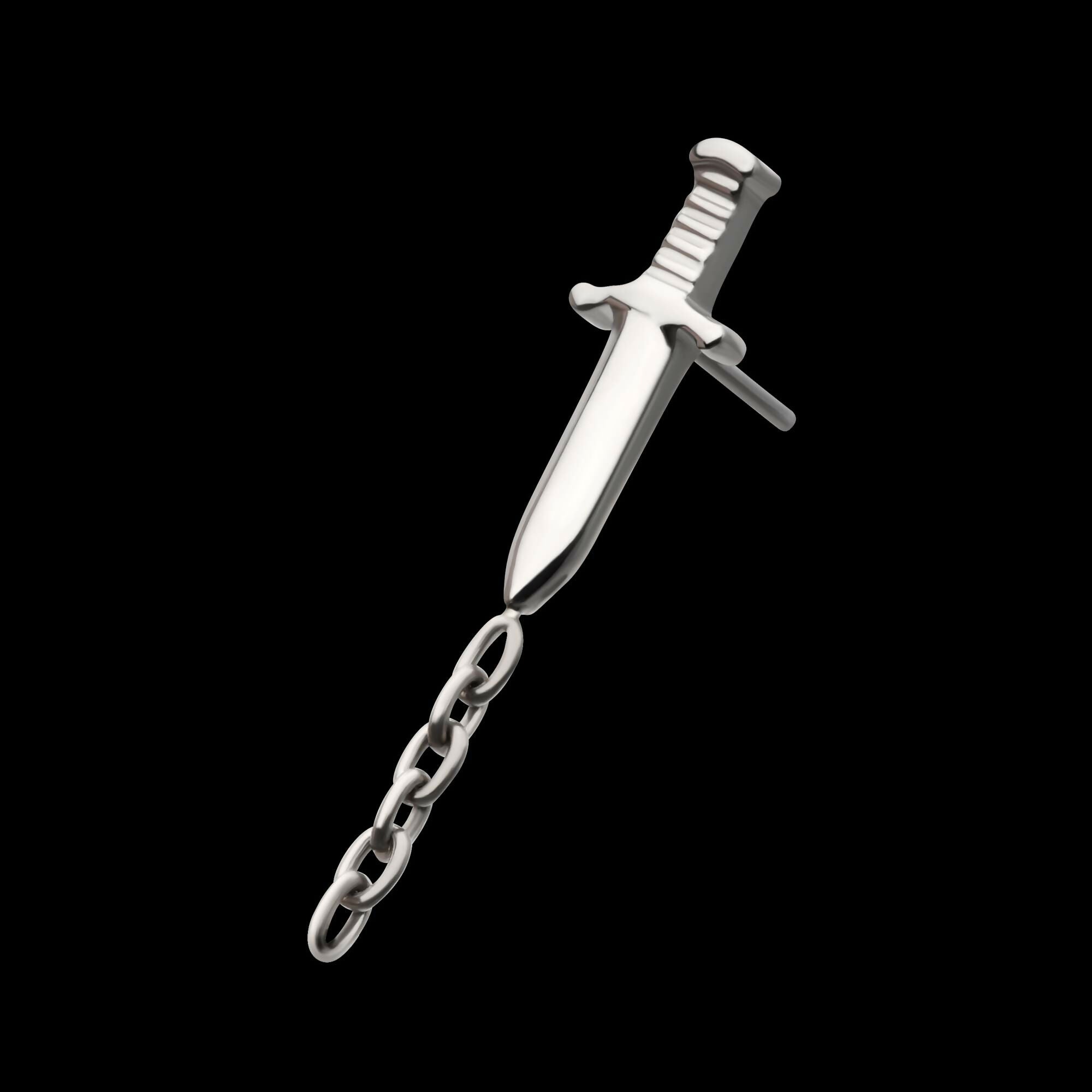 Titanium Threadless Dagger Top with Dangle 8mm Chain