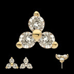 14Kt Gold Threadless Pronged Round Lab-Growns Trinity Top