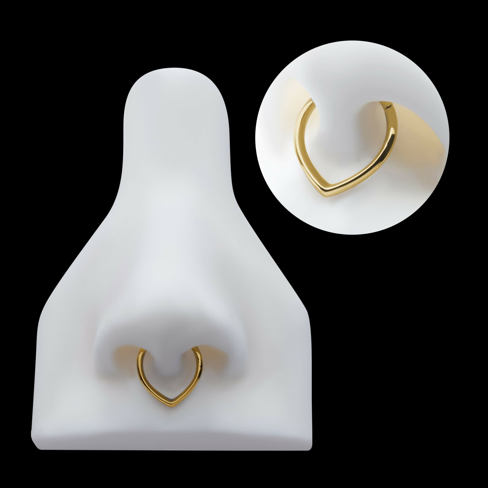 24Kt Gold PVD Titanium Teardrop Hinged Segment Clicker Hoop Earring / Nosering
