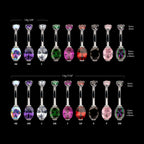 Internally Threaded Double Gem with Prong Set Oval Fixed Bottom Navel Earring / Nosering – Titanium