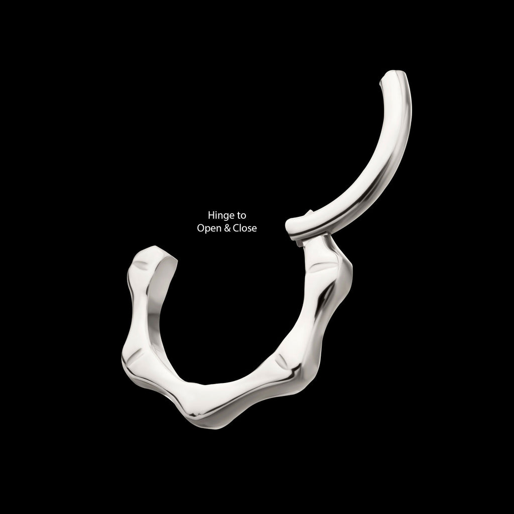 Bone Shaped Front Facing Hinged Segment Clicker Hoop Earring / Nosering – Titanium