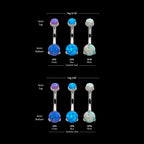 Internally Threaded with Prong Set Round Synthetic Opal Fixed Navel Earring / Nosering – Titanium