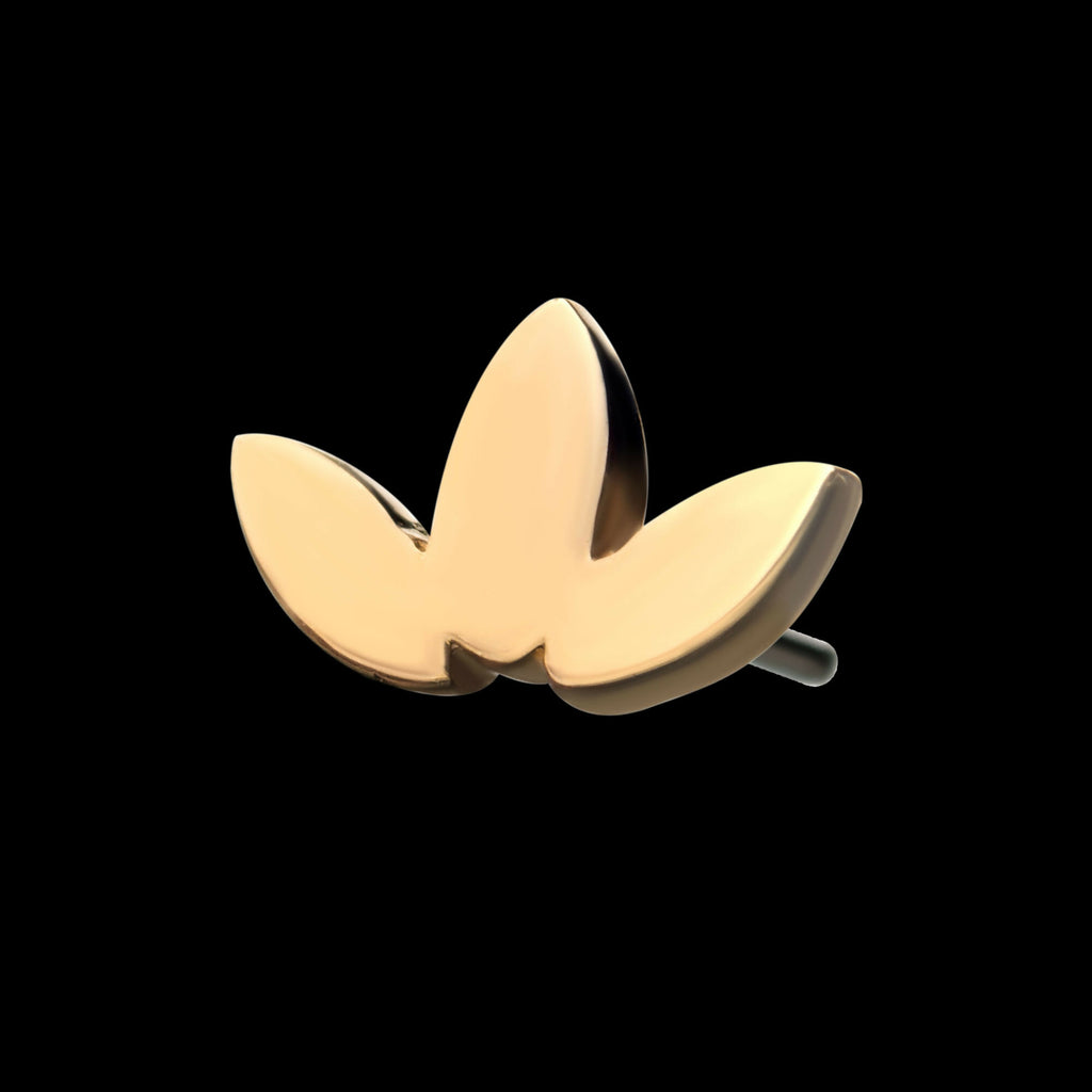 14kt Gold Tthreadless 3 Cluster Low Profile Flat Leaf Top