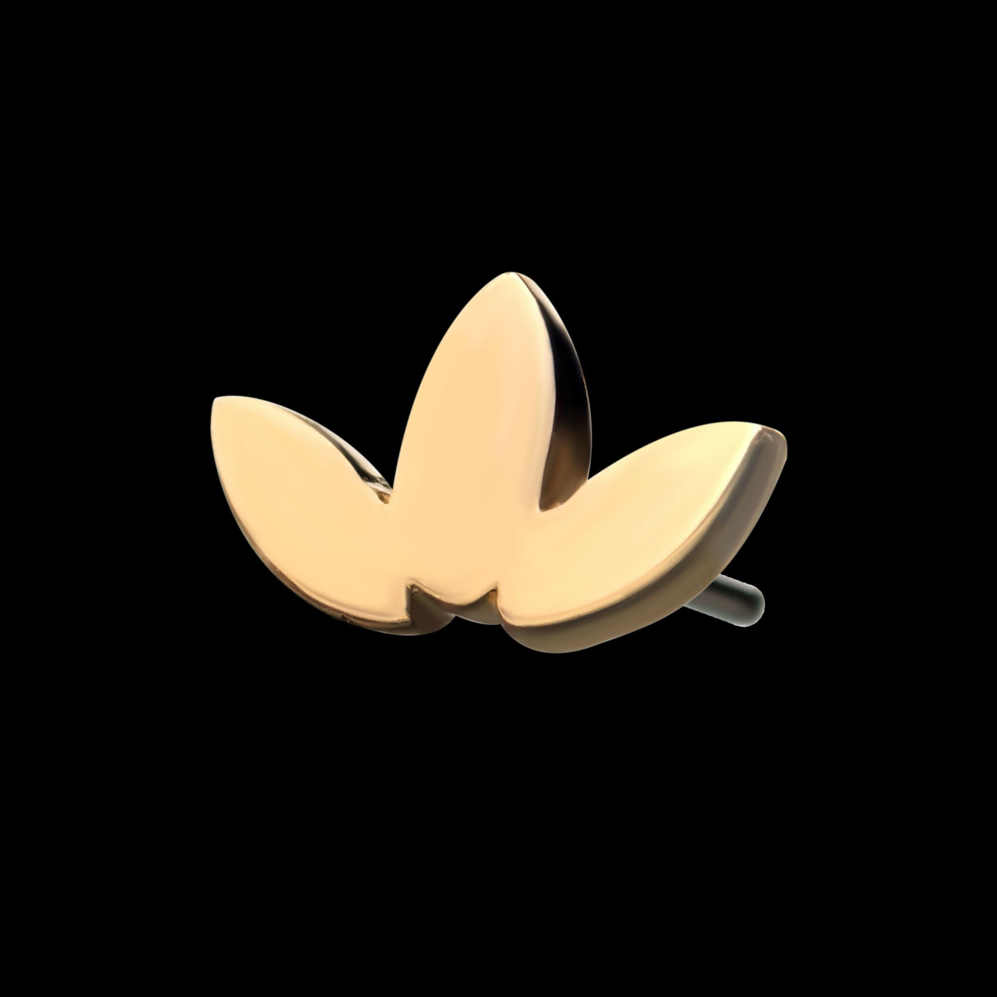 14kt Gold Tthreadless 3 Cluster Low Profile Flat Leaf Top