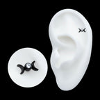 Black PVD Titanium Threadless Bezel Set CZ Triple Moon Phase Top