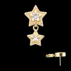 14Kt Yellow Gold Threadless Milgrain Edge Double Star Dangle Top with Prong Set Gem
