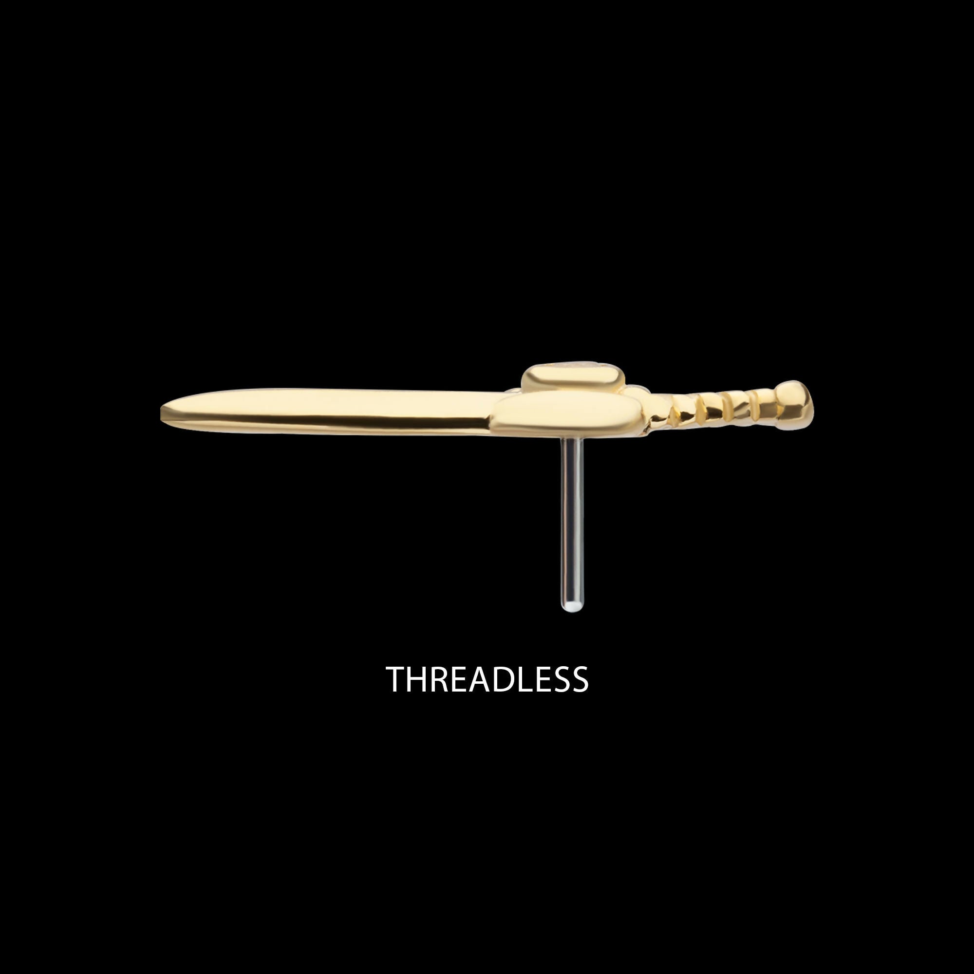 14Kt Yellow Gold Threadless Bezel Set Round CZ Triple Moon Phase Dagger Top