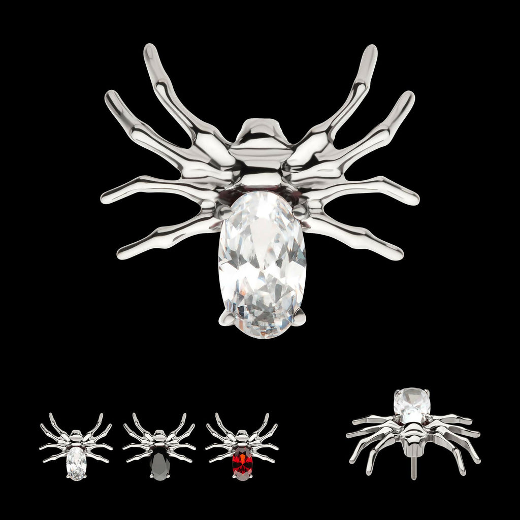 Titanium Threadless Spider Top with 4-Prong Oval CZ