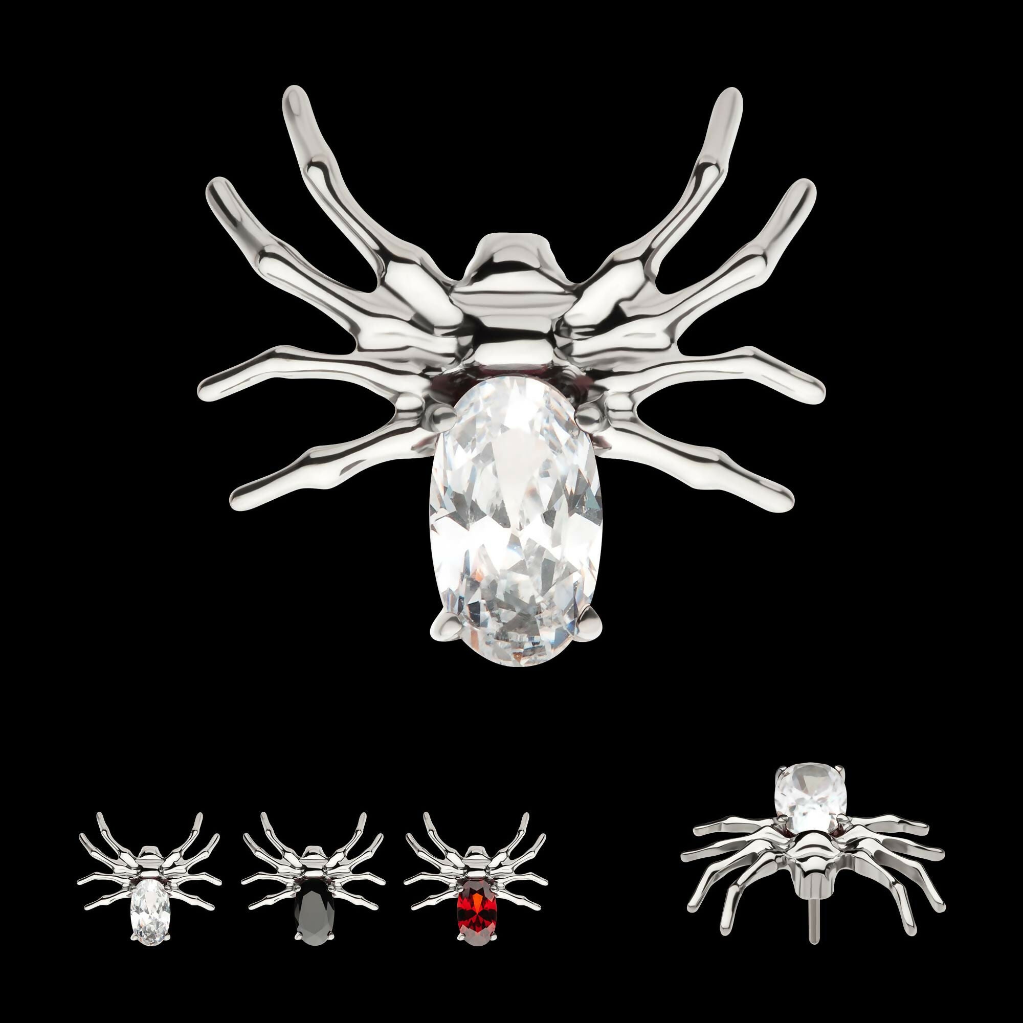 Titanium Threadless Spider Top with 4-Prong Oval CZ