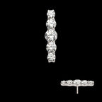 Titanium Threadless 5-Cluster Prong Set Round CZ Gem Bar Top