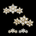 14kt Gold Threadless Prong Set Multi-Clear CZ Tri-Flower Top