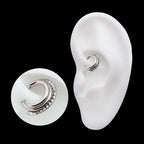 Terraced Triple Stack with Pyramid Stud Front Facing Hinged Segment Clicker Hoop Earring / Nosering – Titanium