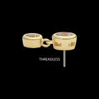 14Kt Gold Threadless Double Bezel Set Round CZ Dangle Top