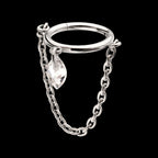 Chain Dangle Hinged Segment Clicker with Floating Marquise CZ Gem Hoop Earring / Nosering – Titanium