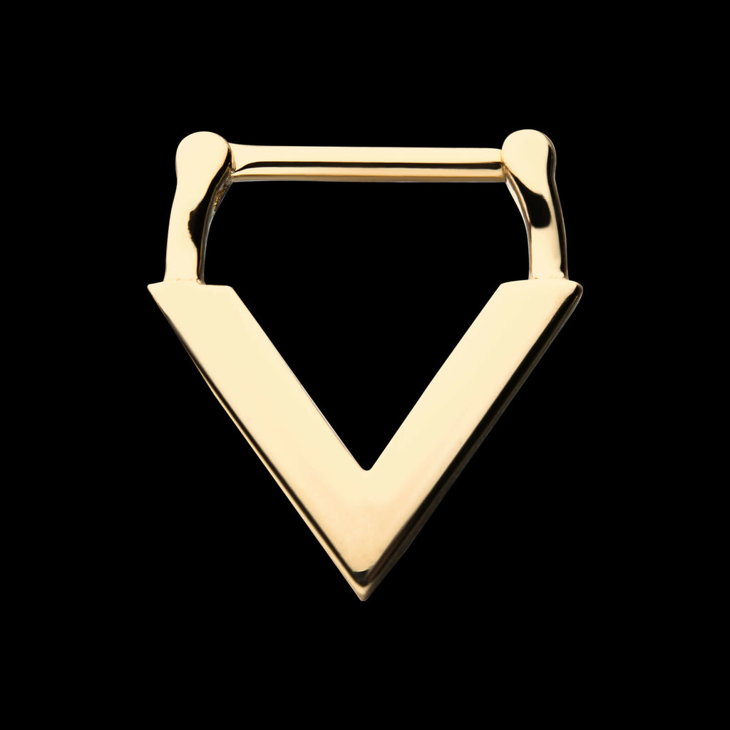Downward Facing Triangle Septum Clicker Hoop Earring / Nosering – 14kt Yellow Gold