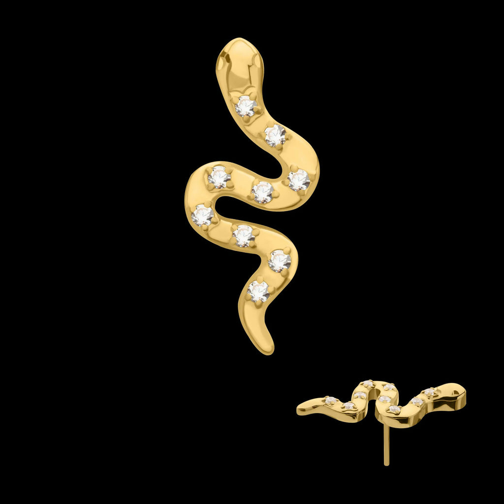 24Kt Gold PVD Titanium Threadless Prong Set 9-Gem Snake Top