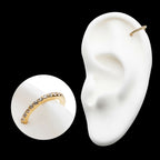Prong Set 1mm Eternity Round Gem Side Facing Hinged Segment Clicker Hoop Earring / Nosering – 14Kt Gold