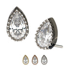Clear CZ Pear-Shaped Flatback Stud Earring / Nosering - Clear CZ in 14Kt Gold