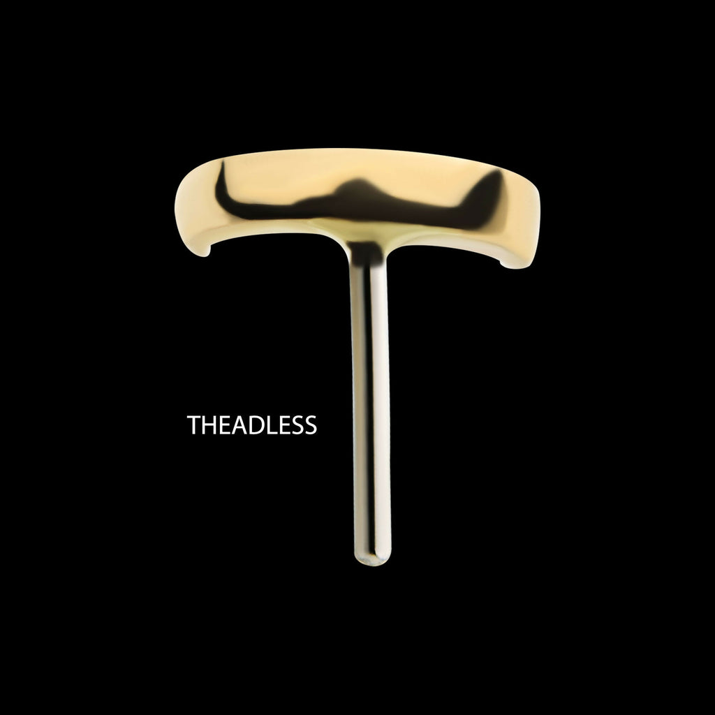 14Kt Gold Threadless with Crescent Moon Top