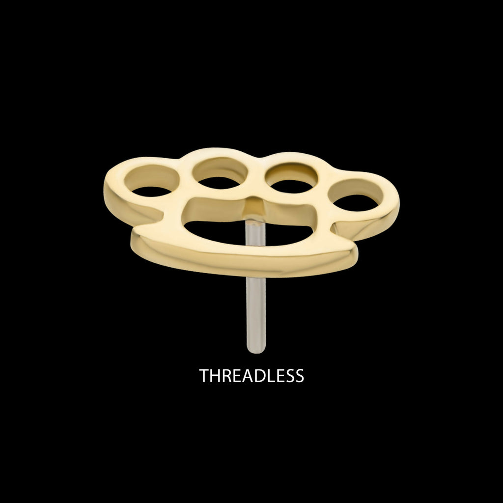 14Kt Yellow Gold Threadless Brass Knuckle Top