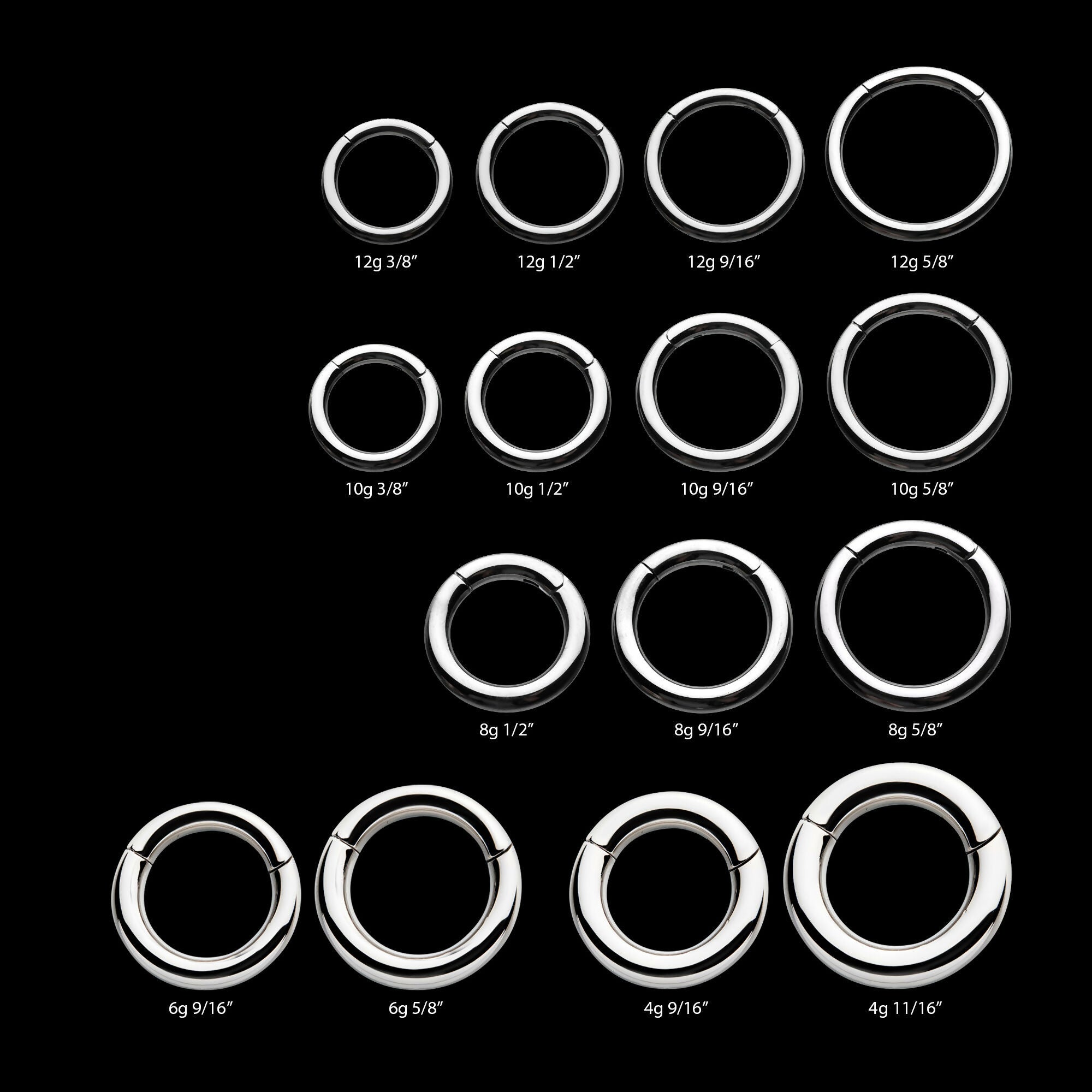 Hinged Segment Clicker (12g to 4g) Hoop Earring / Nosering – Titanium