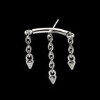 Titanium Threadless Hidden Helix Curved Bar Top with 3 Spiked Chain Dangle
