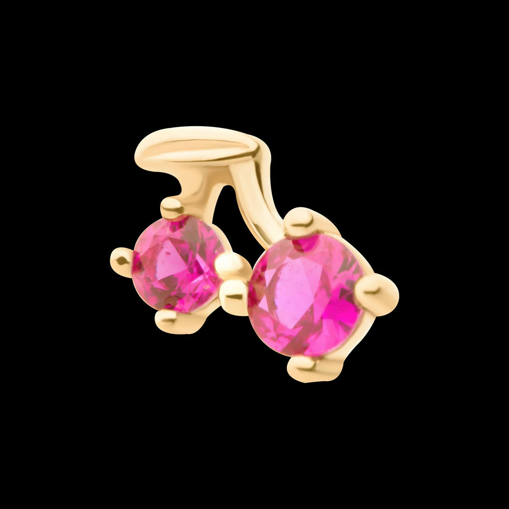 14Kt Yellow Gold Threadless with Prong Set Round CZ Cherry Top