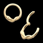Snake Twisted Front Facing Hinged Segment Clicker Hoop Earring / Nosering – 14Kt Yellow Gold