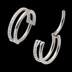 Side Facing Hinged Segment Clicker with Single Hoop Full Clear CNC Set Round CZ Earring / Nosering – Titanium
