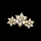 14kt Gold Threadless Prong Set Multi-Clear CZ Tri-Flower Top