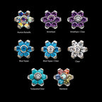 Titanium Threadless with Prong Set 7 CZ Flower Top