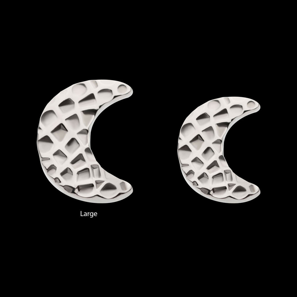 Titanium Threadless Hammered Crescent Moon Top