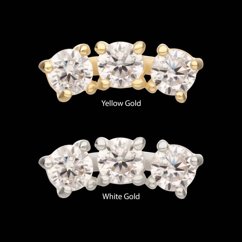 14Kt Gold Threadless Centered Gem Curved Cluster Top