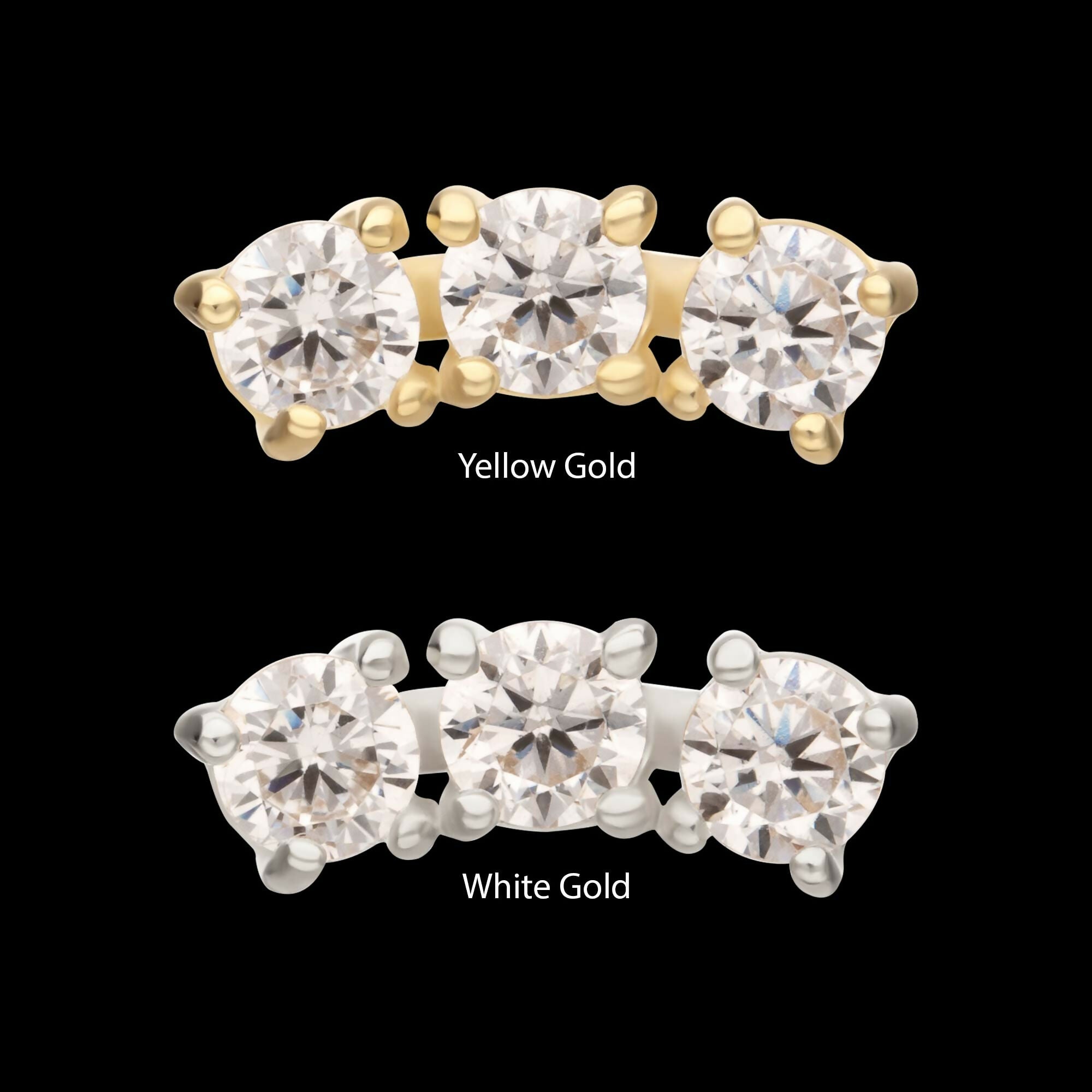 14Kt Gold Threadless Centered Gem Curved Cluster Top