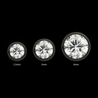 Black PVD Titanium Threadless Bezel Set CZ Front Facing Top