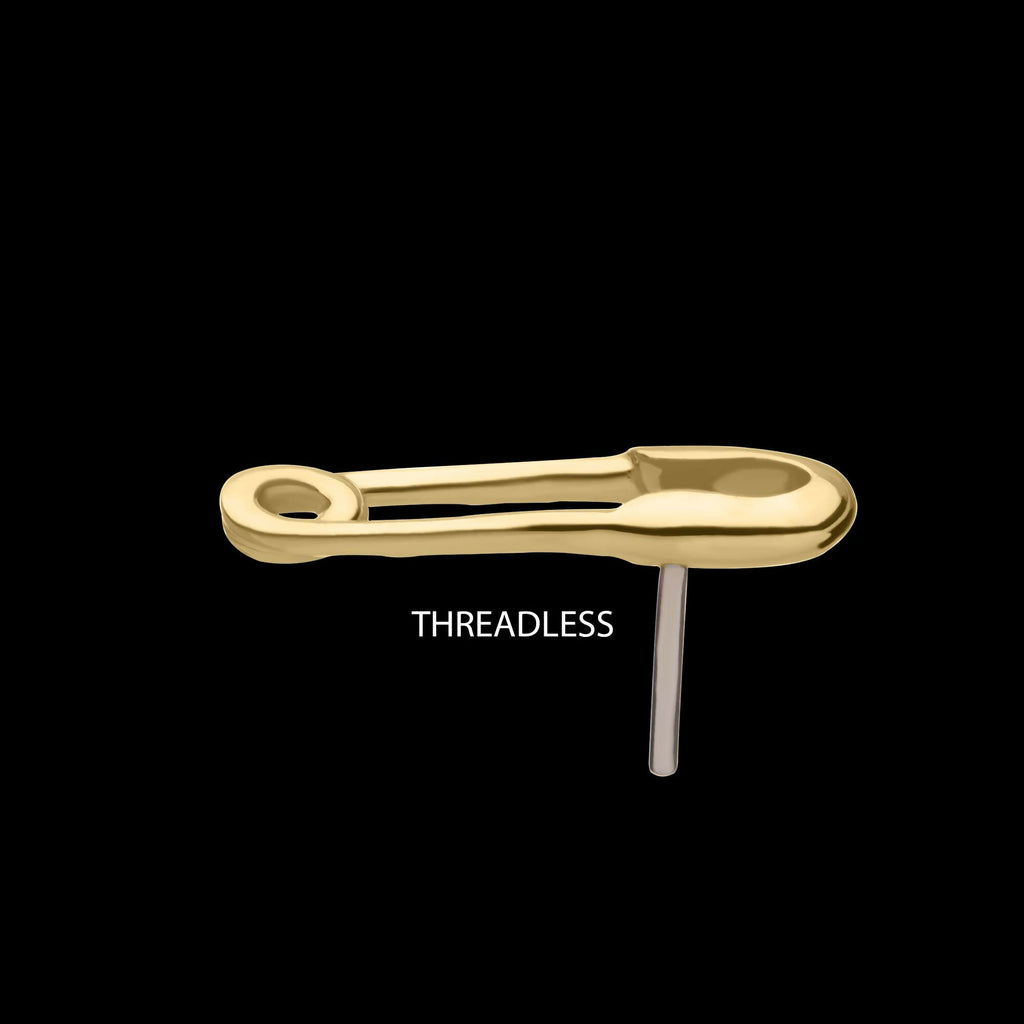 14Kt Gold Threadless Safety Pin Top