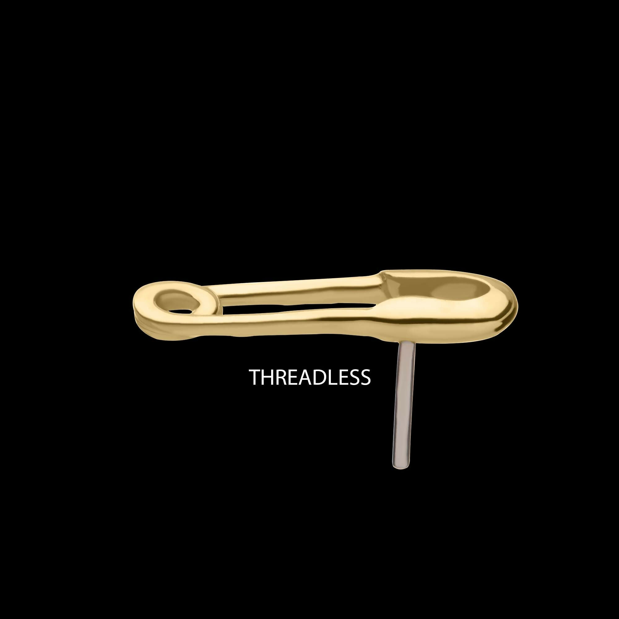 14Kt Gold Threadless Safety Pin Top