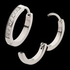 20g Titanium Clear CZ Hinged Huggie Earrings
