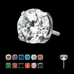 Titanium Threadless Low Profile 4 Prong Round Gem Top