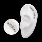 Titanium Threadless Prong Set Flower with Bezel Set Round CZ/Opal Cluster Top