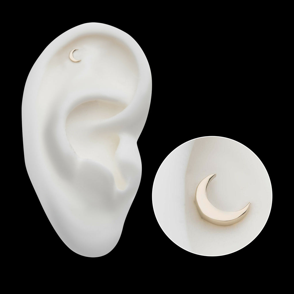 14Kt Gold Threadless with Crescent Moon Top