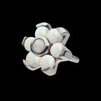 Titanium Threadless with Prong Set Multicolor 7 Rainbow Opal Flower Top