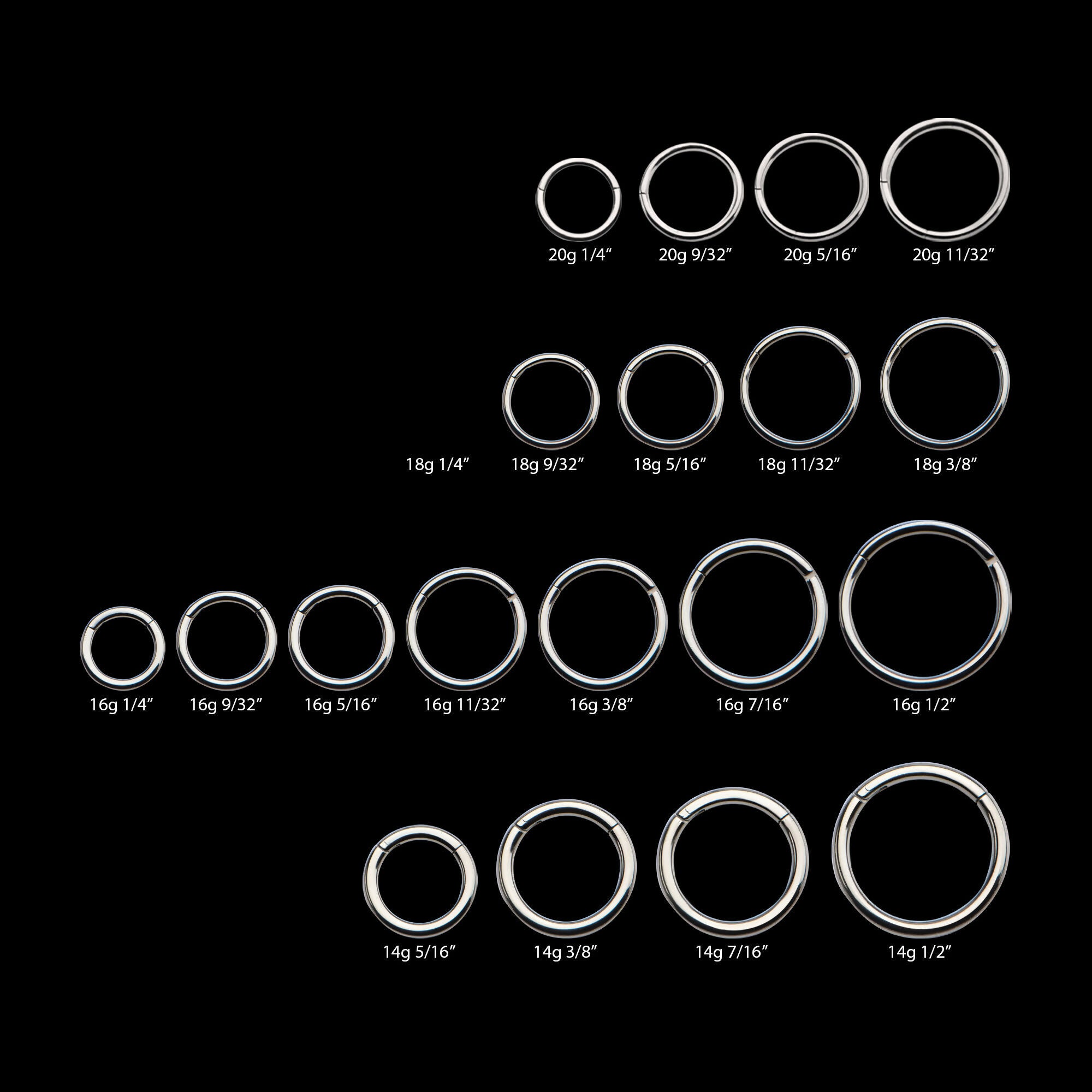 Hinged Segment Clicker (20g to 14g) Hoop Earring / Nosering – Titanium