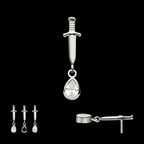 Titanium Threadless Dangle Bezel Teardrop Gem Dagger Top